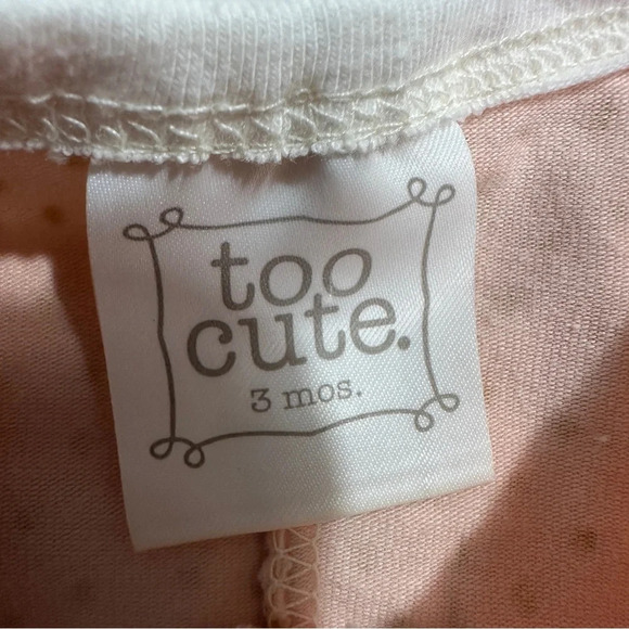 NWOT. Too Cute 3 mo sleeper and headband, pink with gold polka dots, baby girl - Picture 3 of 7